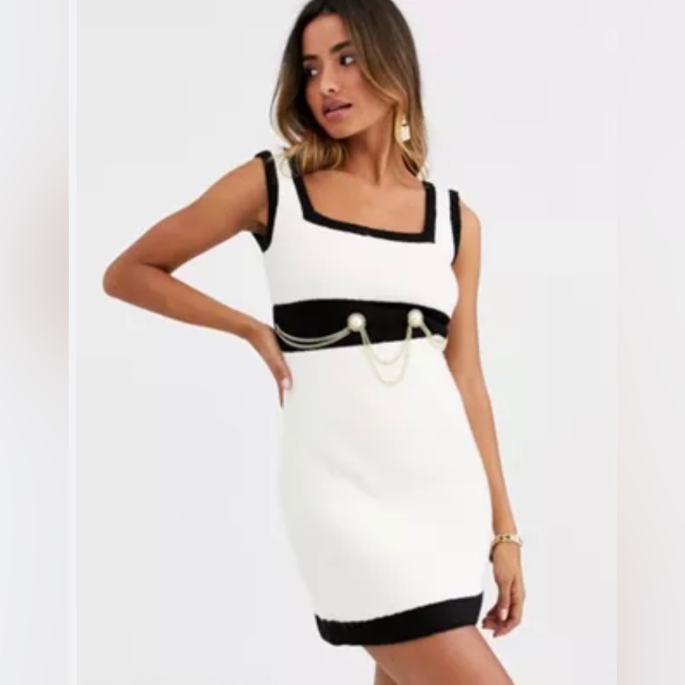 Ramy Brook Black and White Midi Dress